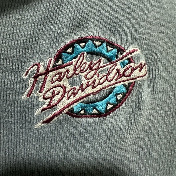 Women's Vintage 90's Harley Davidson Motorcycles Black Henley T Shirt Tee Sz L - Picture 2 of 5